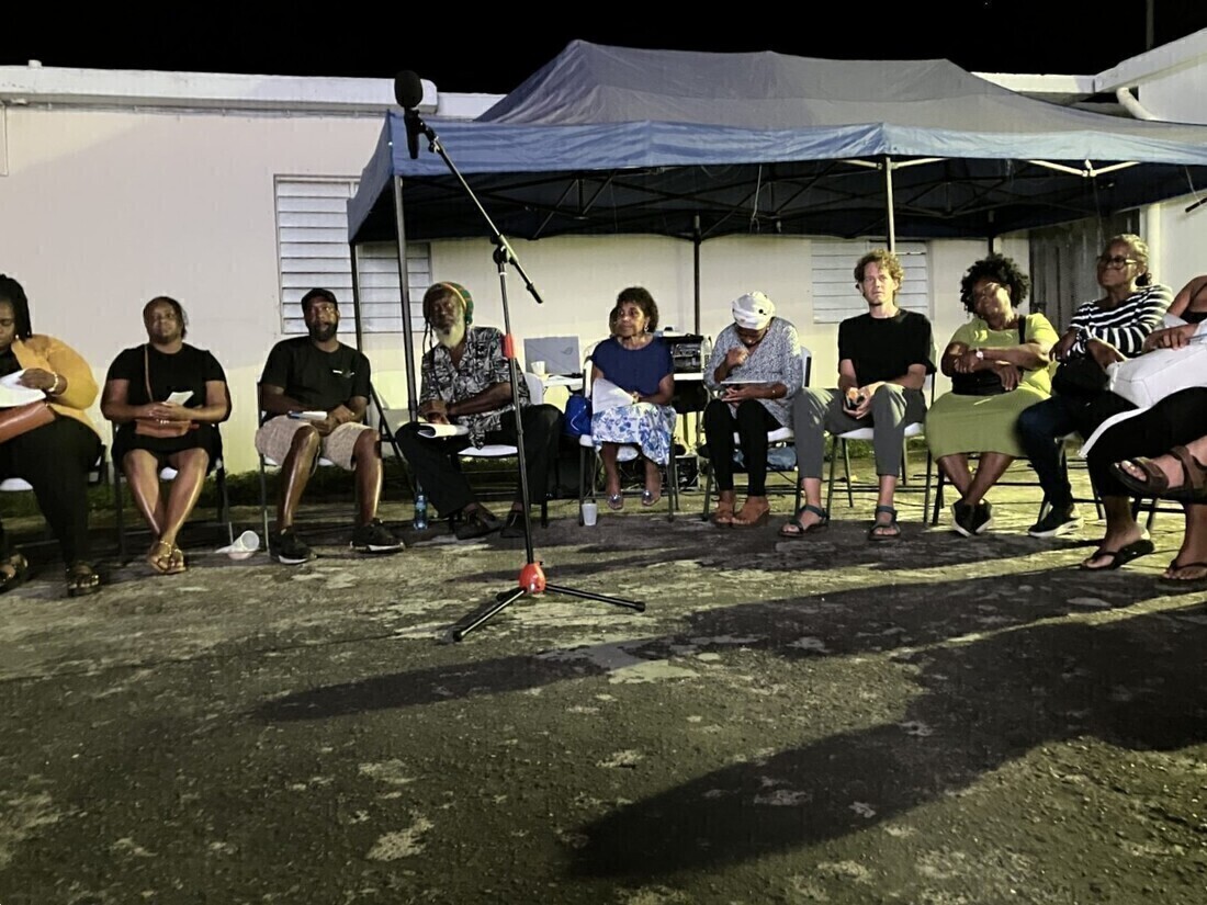 Members of the audience sitting in the sharing circle to hold space for conversation after the screening of A Story of Bones