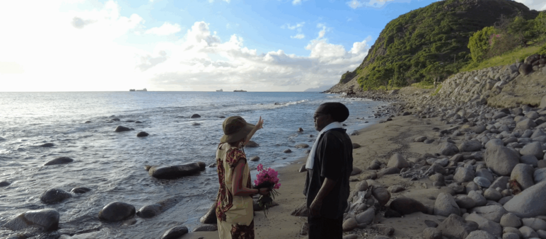 Annina van Neel and Kenneth Cuvalay at the Godet Plantation Afrikan Burial Ground